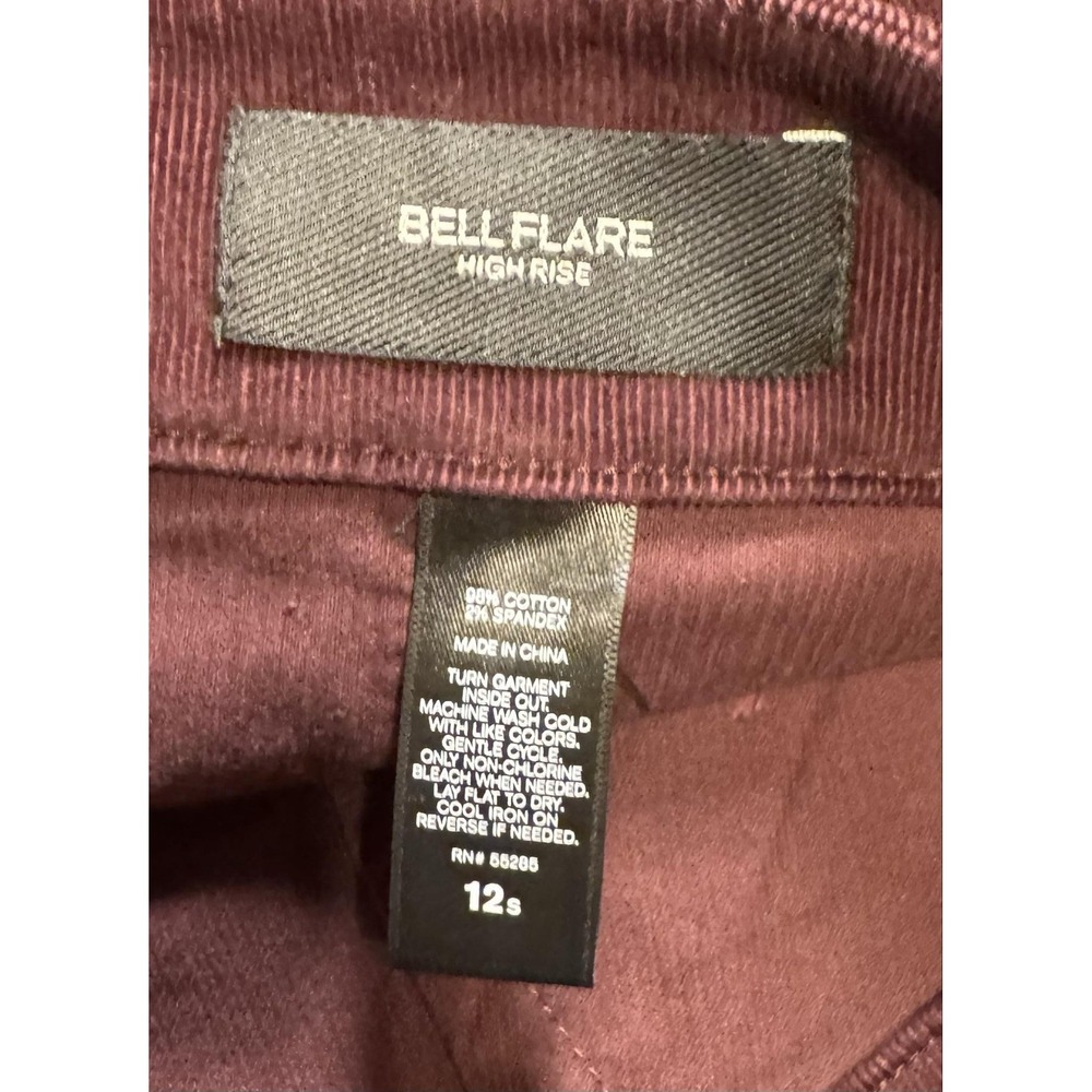 Express Bell Flare Pants Womens 12S Burgundy Corduroy High Rise EXWD-7819 NWT - Picture 12 of 14
